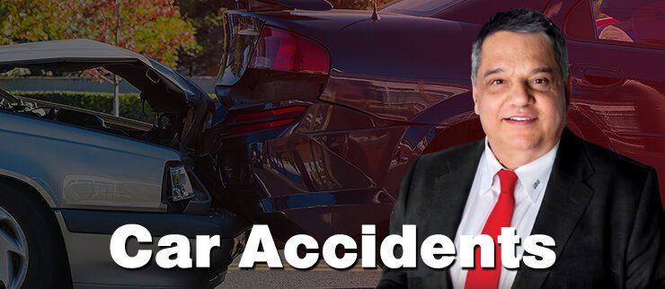 Car accident with a person in suit.