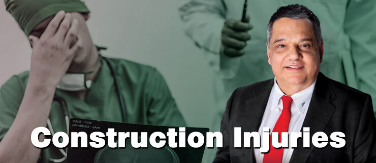 Construction injuries with medical professionals depicted.